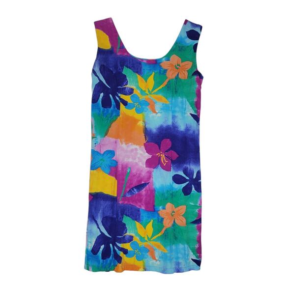 Jams World Sheath Dress Small Rayon Tissue Flower Colorful Resort Hawaiian Beach - Picture 1 of 10